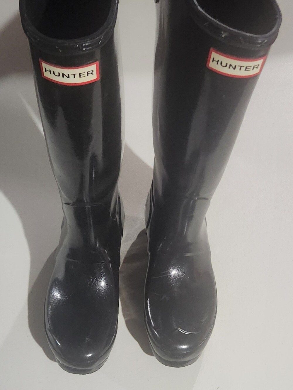 Hunter Women's Black Tall Gloss Rain Boots Size 7 - Picture 3 of 12